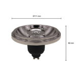 LED AR111 | GU10 | SPOT | 24° | 12W | ZWART